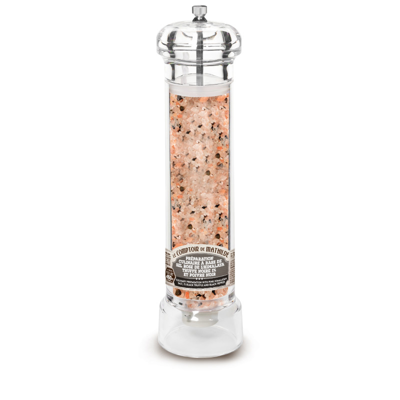 Préparation Culinaire - Sel Rose de l'Himalaya, Truffe Noire 1% et Poivre Noir - Moulin XL - 450g
