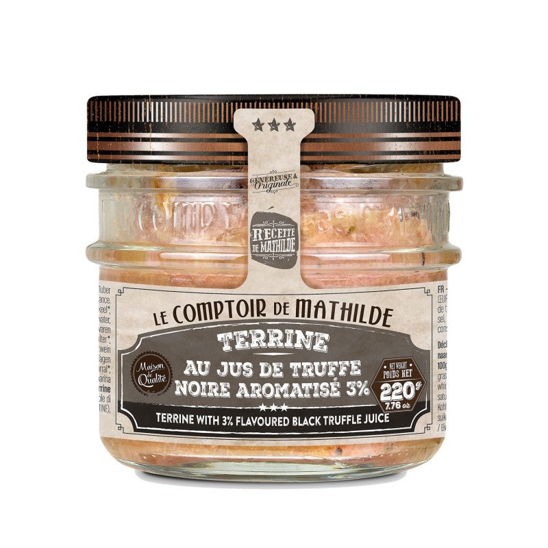 Terrine au Jus de Truffe Noire Aromatisé 3% - 220g 1 Terrine au Jus de Truffe Noire Aromatisé 3% - 220g
